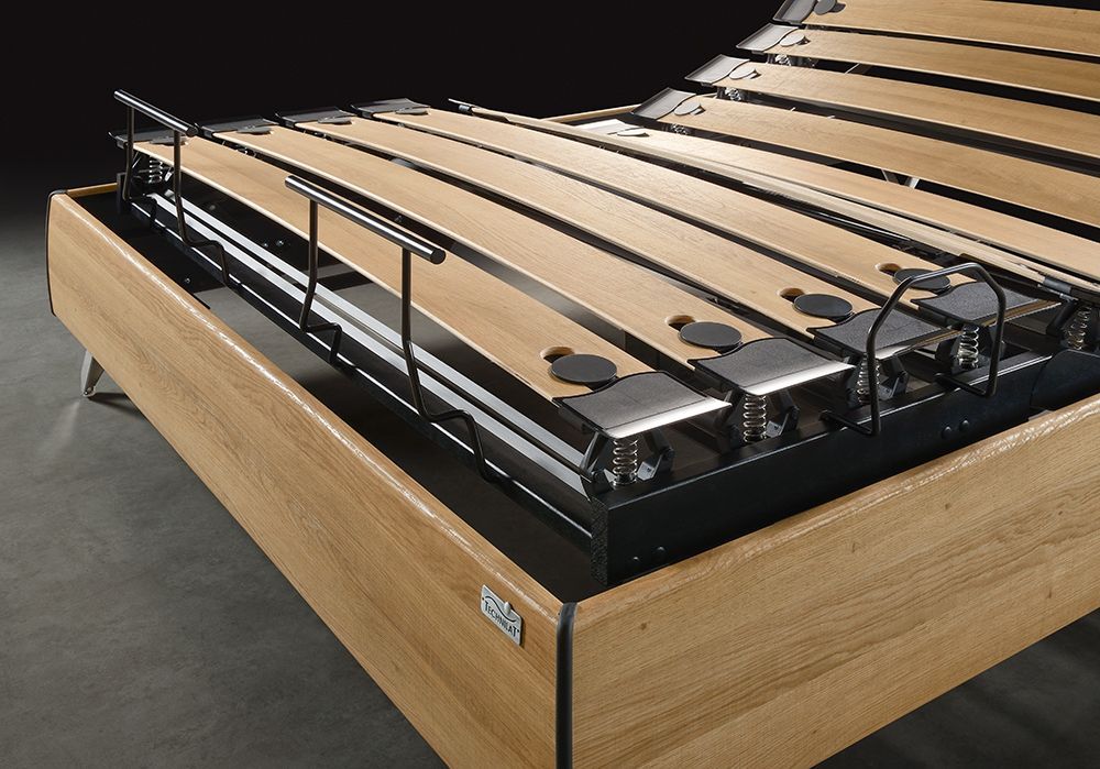 Gros plan sur les lattes d'un sommier Synchroflex