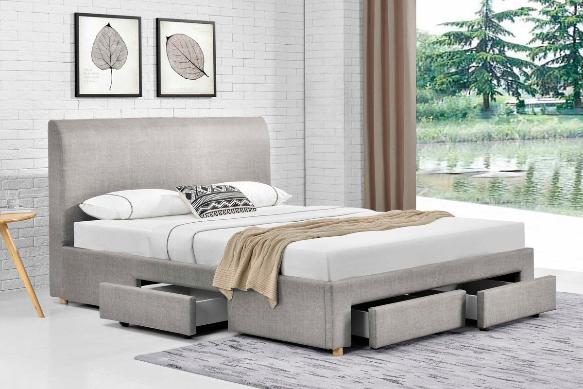 Lit avec drap dans les teintes grises