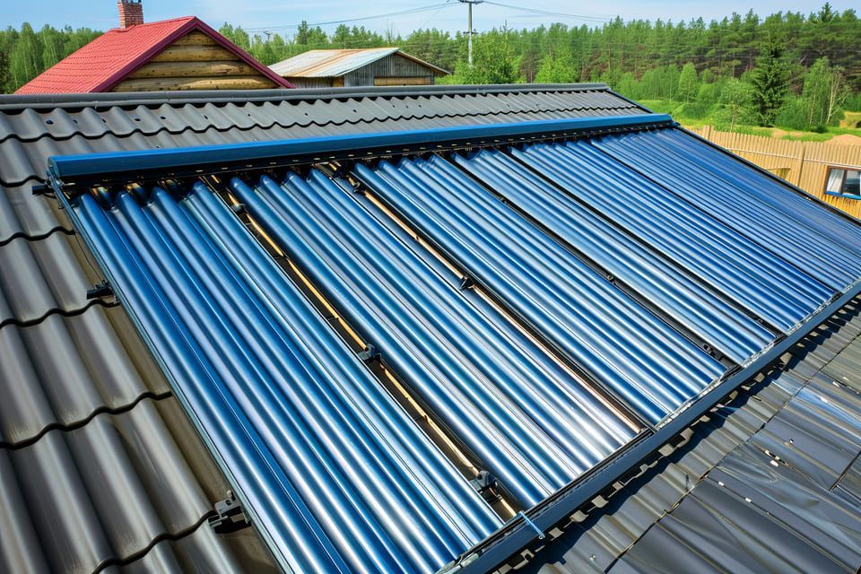 Panneaux solaires termique sur un toit.