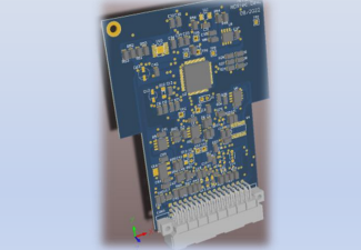Un primer plano de una placa de circuito con un conector blanco.