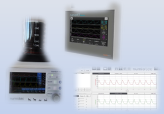 Una imagen borrosa de un equipo médico, incluido un monitor.