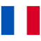 Bandera francesa: tricolor vertical de rayas azules, blancas y rojas.