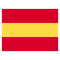 Bandera de España: Tres franjas horizontales de color rojo, amarillo y rojo.