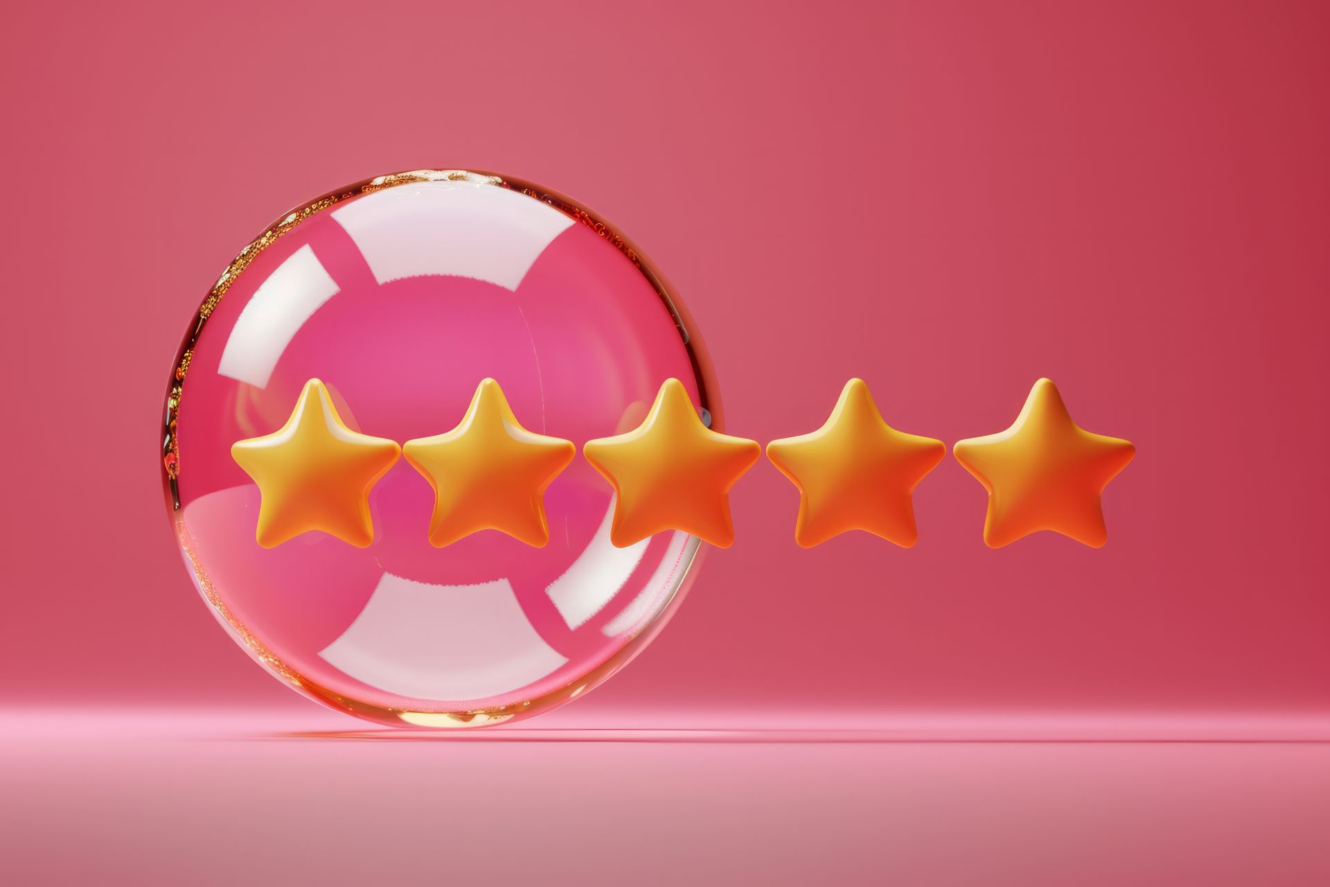 5 étoiles pleines avec fond rose