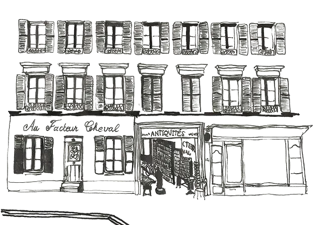 Dessin de la devanture de la boutique de Versailles.