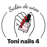 Logo: Hand holding nail polish; text reads "Salón de uñas" and "Toni nails 4."