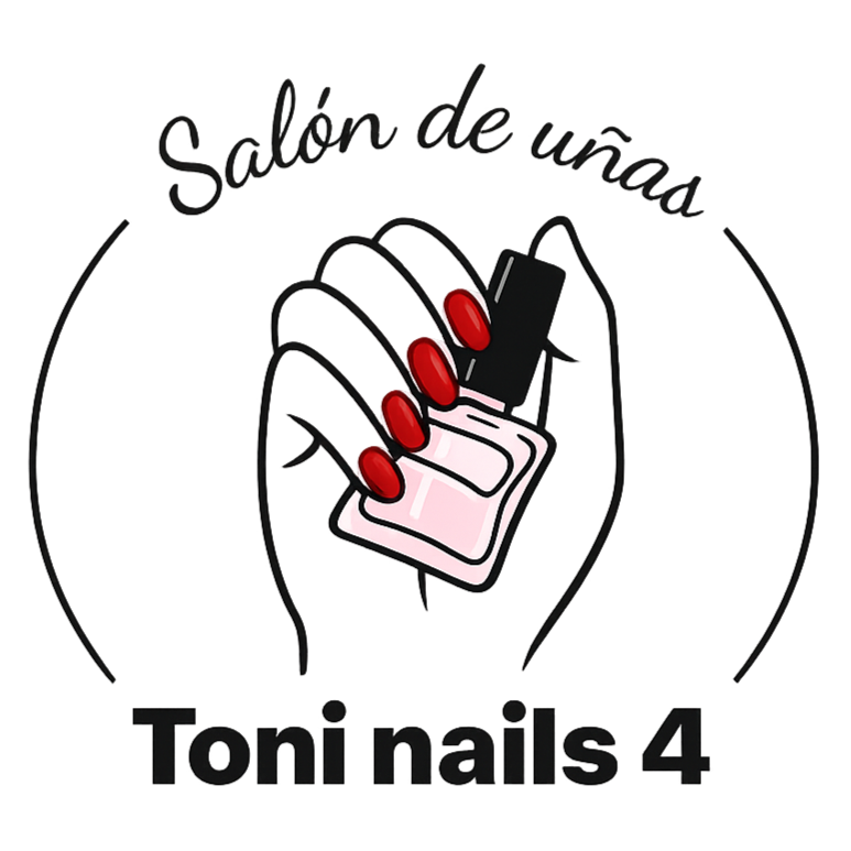 Logo: Hand holding nail polish; text reads "Sal&oacute;n de u&ntilde;as" and "Toni nails 4."