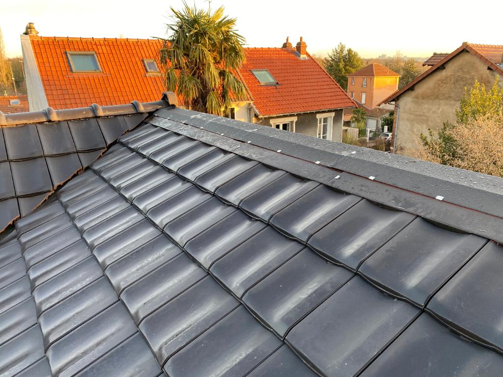 Toiture en tuiles noires