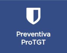 Un logotipo para preventiva protgt con un escudo sobre fondo azul.