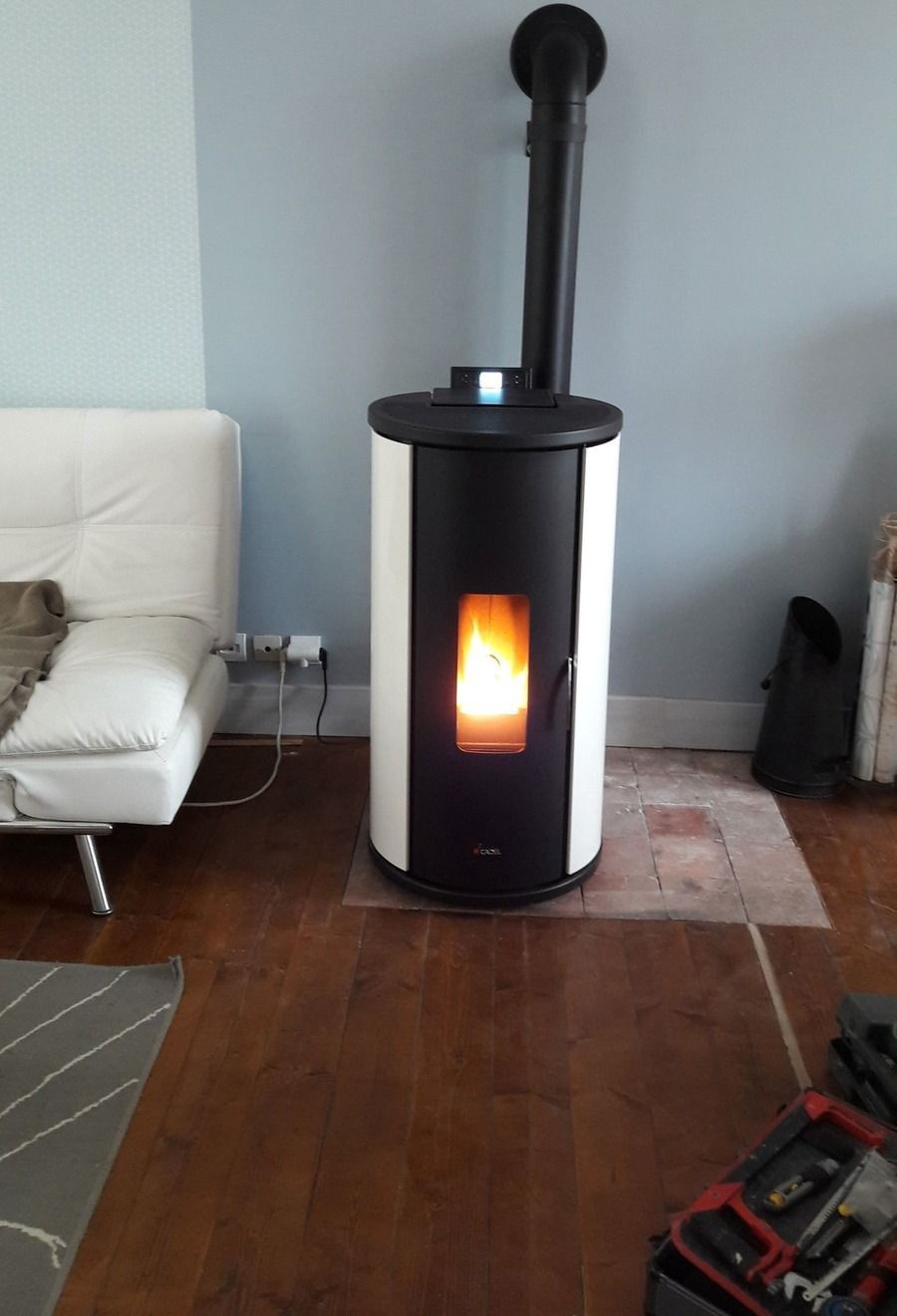 Poêle à granulés en marche