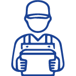 A man in a hard hat is holding a box in his hands.