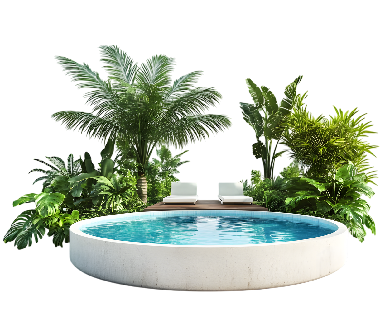 Un piscine avec des palmiers
