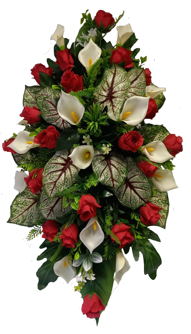 Rose Arum feuillage composition
