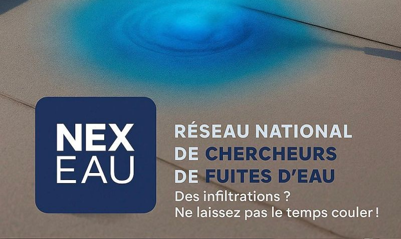 Réseau français de chercheurs spécialisés dans les fuites d'eau. Comprends du texte et une illustration d'eau.