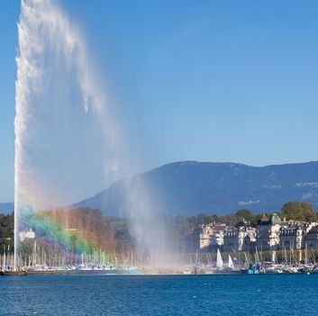Paysage avec arc-en-ciel