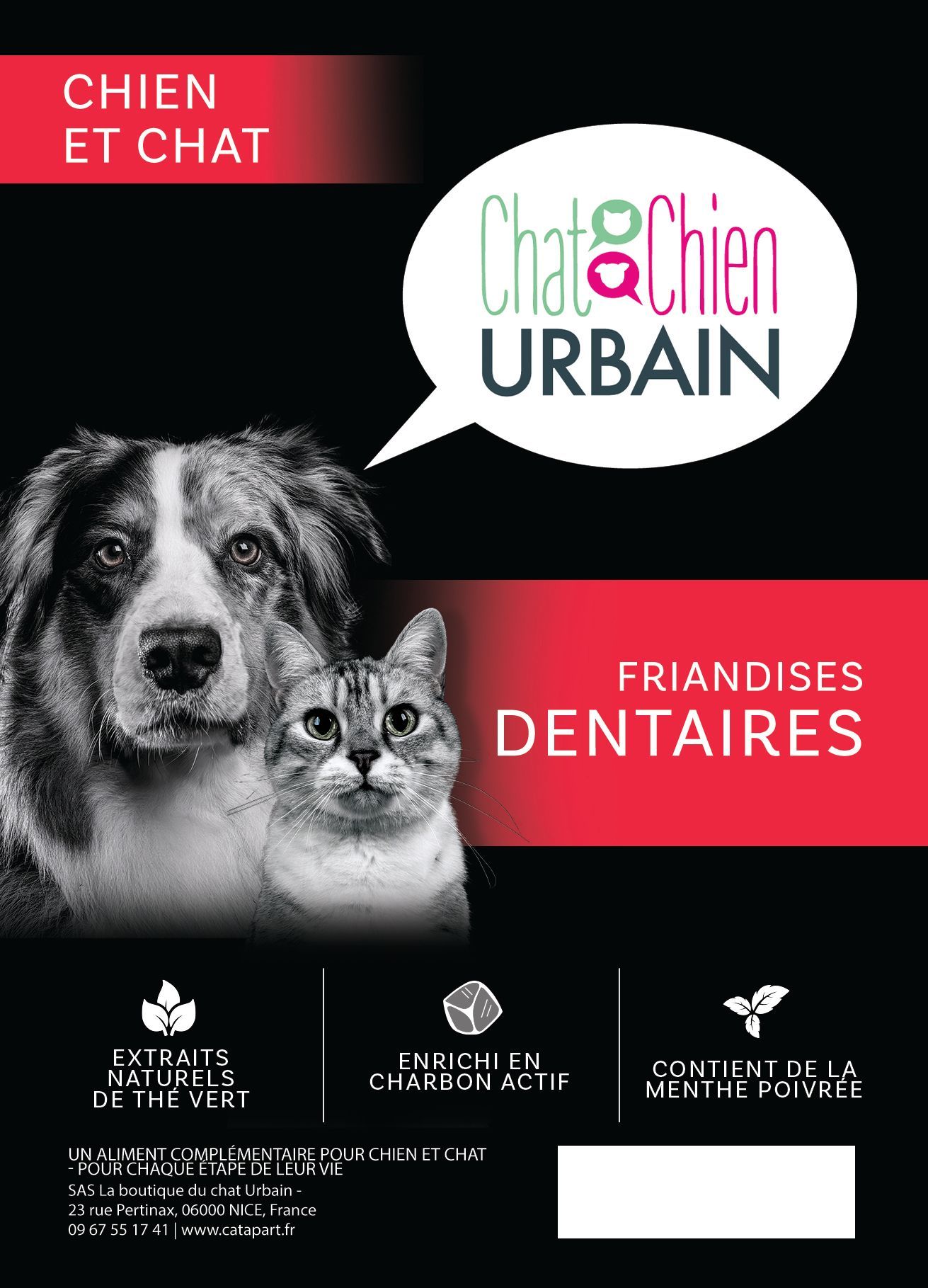 Friandises dentaires pour chien et chat 70 g – Le Chien Urbain — recto