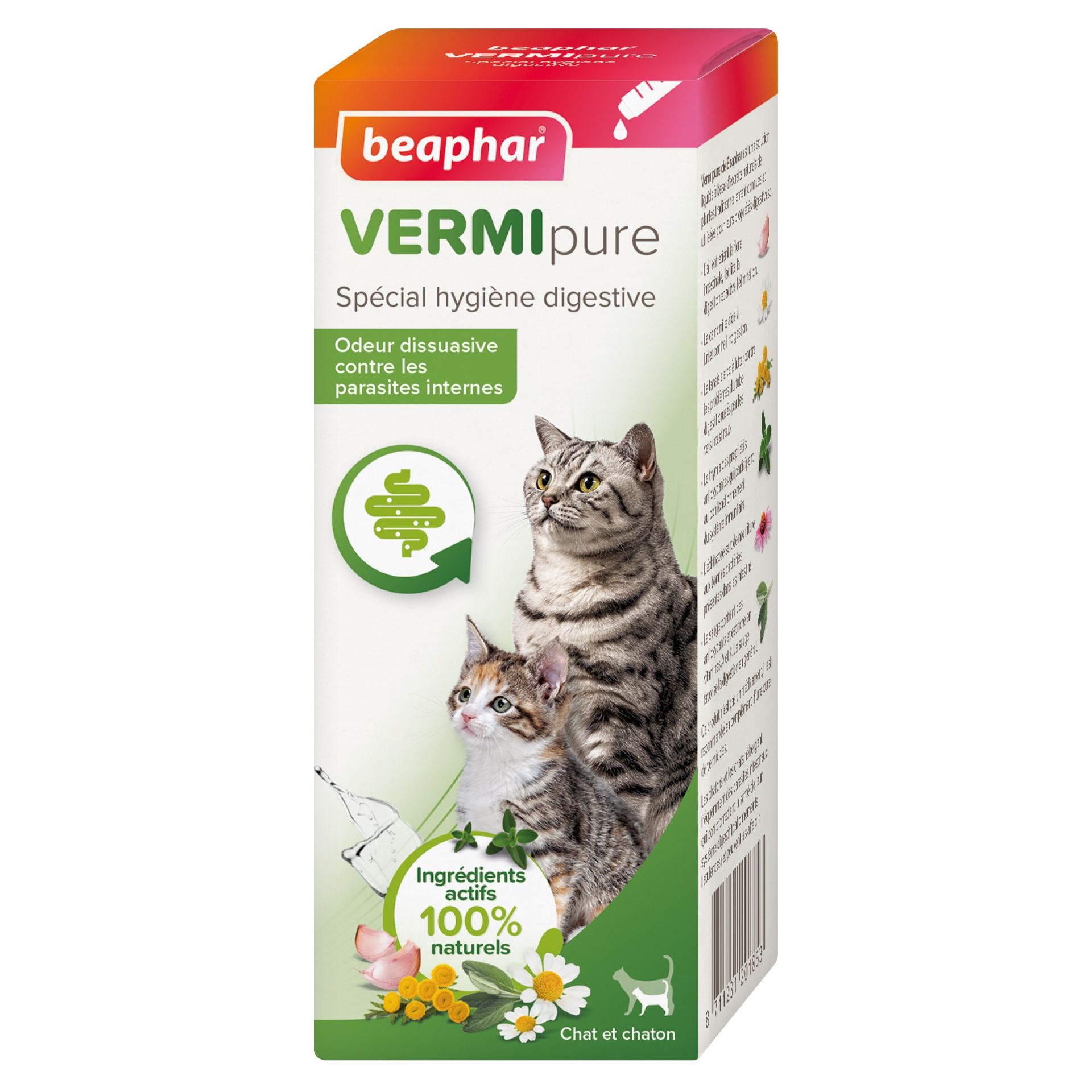 Vermipure, aliment complémentaire liquide pour l’hygiène digestive du chaton et du chat 50 ml – Beaphar