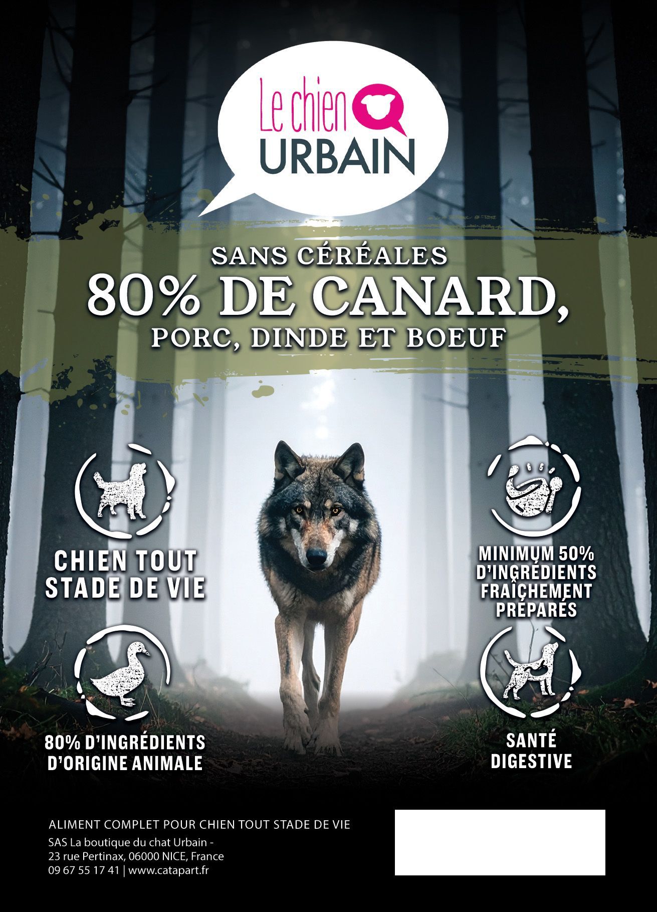 Croquettes 80/20 canard, porc, dinde et bœuf – Le Chien Urbain