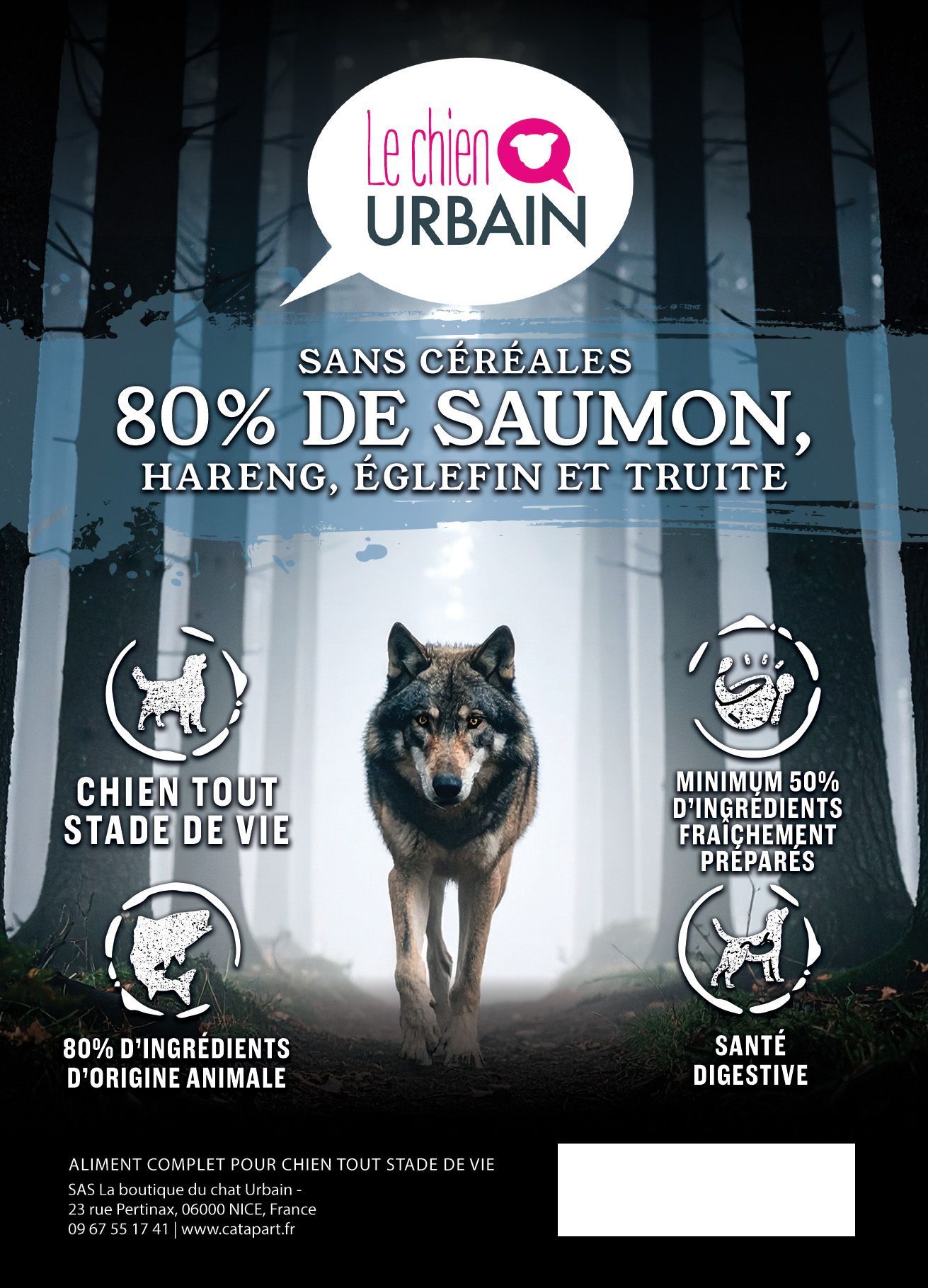 Croquettes 80/20 saumon et poissons – Le Chien Urbain