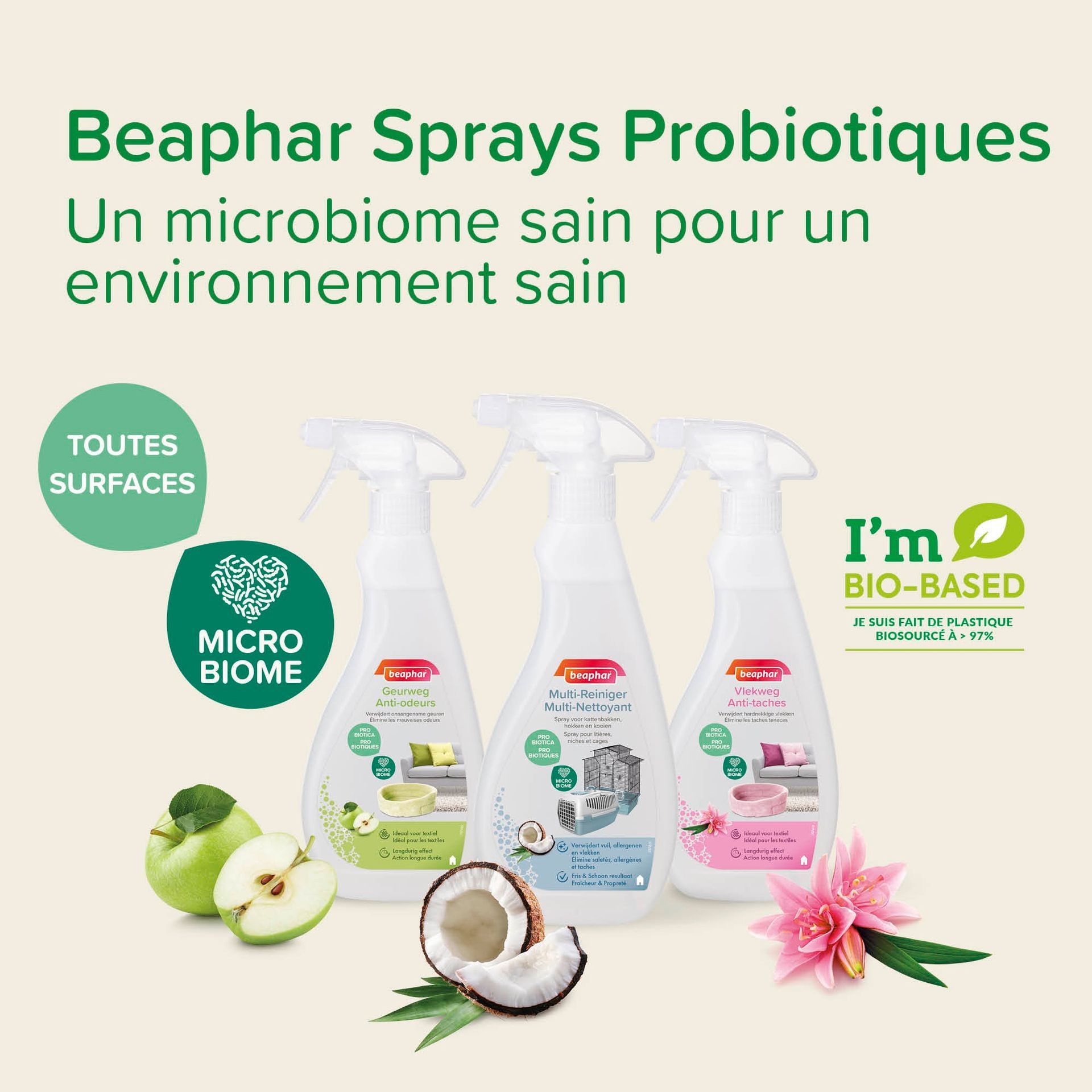 Sprays aux probiotiques pour tâches et odeurs d'urine - BEAPHAR