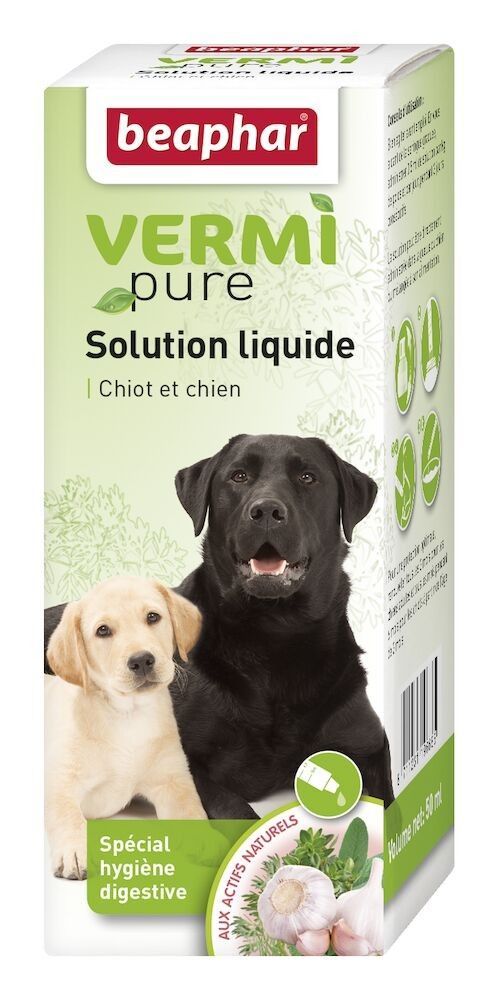 Vermipure, purge solution liquide aux plantes pour chiot et chien 50 ml - BEAPHAR