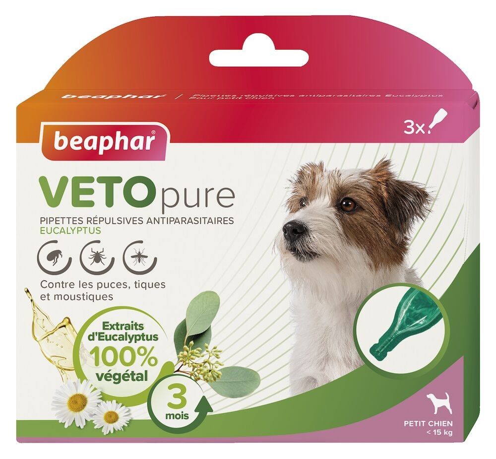 Pipettes répulsives antiparasitaires pour petit chien VETOpure - BEAPHAR