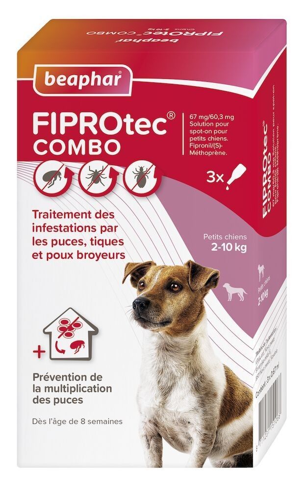 Pipettes Anti-tiques et puces Fiprotec Combo pour Petit Chien x3 - BEAPHAR