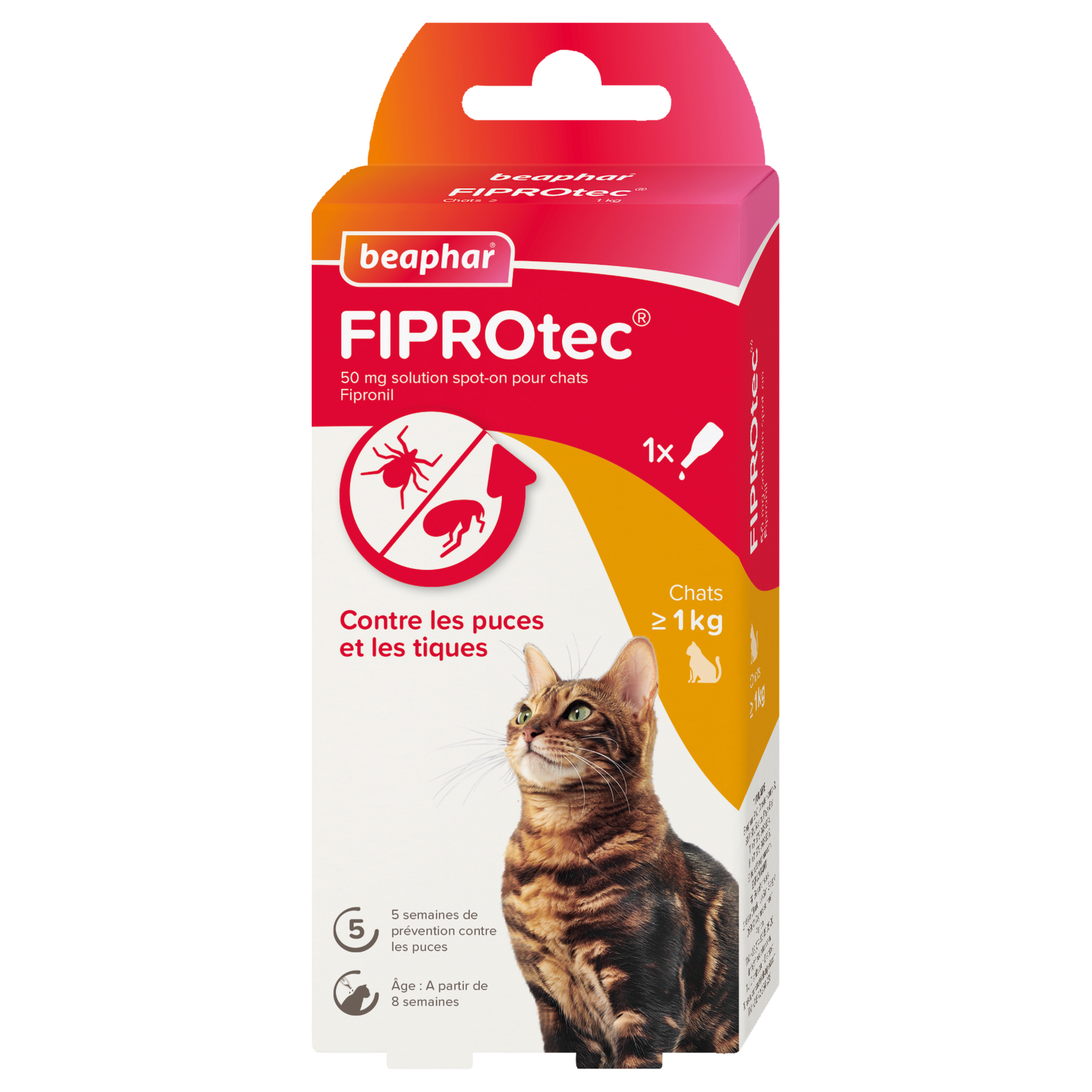 FIPROtec 50 mg spot-on pour chats, 1 pipette – Beaphar — face avant