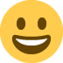 Émoji visage jaune souriant, yeux ouverts et large sourire 