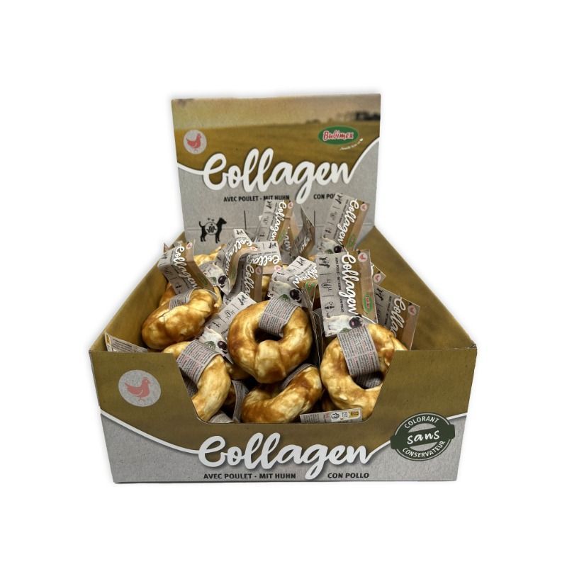 Friandises pour chien Donut de collagène au poulet - 1 pièce Ø 8 cm - Bubimex