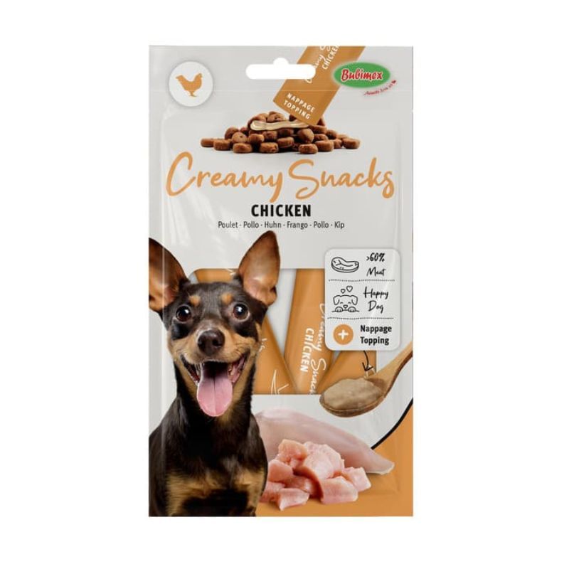 Friandises pour chien Creamy Snacks Happy Dog au poulet - 4 x 15 g - Bubimex