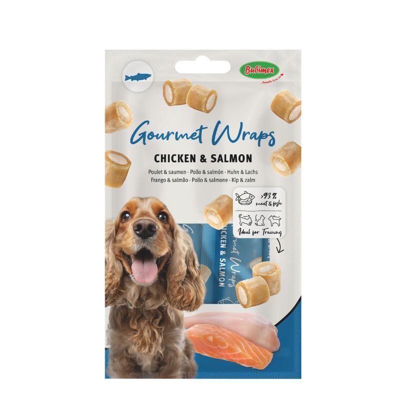 Friandises pour chien Gourmet Wraps fourrés poulet et saumon - 3 x 10 g - Bubimex