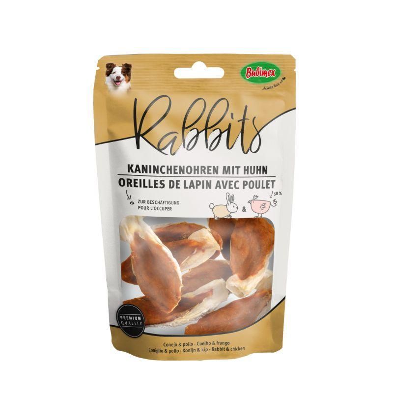 Friandises pour chien Oreilles de lapin au poulet 90 g - Bubimex