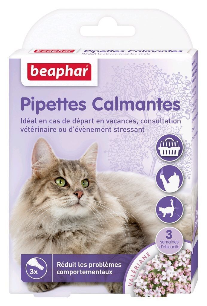 Pipettes calmantes pour chat à la Valériane  x 3 - BEAPHAR