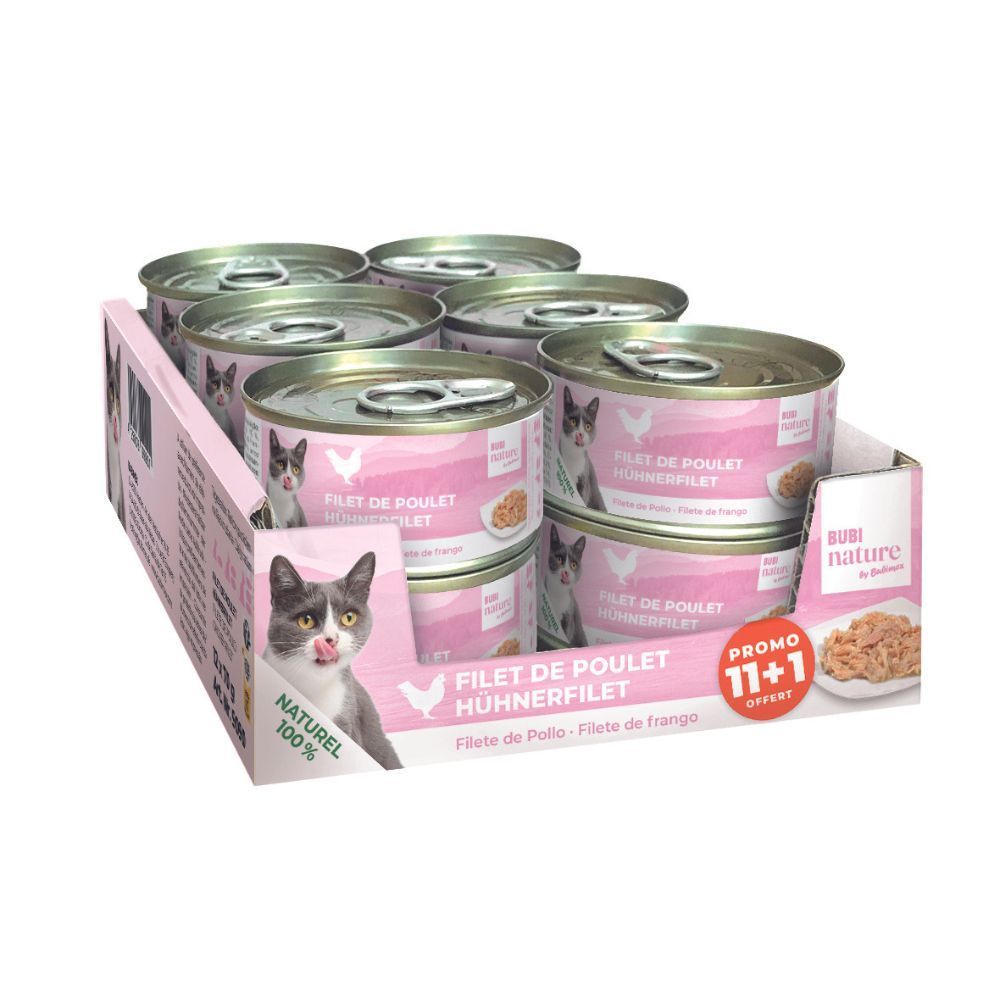 Pâtée pour chat Bubi Nature au poulet 11 + 1 x 70 g - Bubimex
