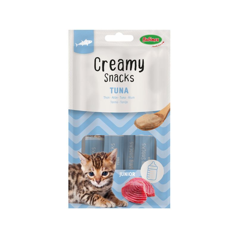 Friandises pour chaton Creamy Snacks Junior au thon - 4 x 15 g - Bubimex