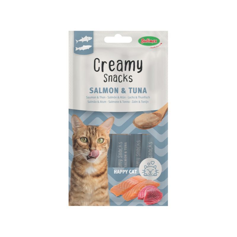 Friandises pour chat Creamy Snacks Happy Cat au thon - 4 x 15 g - Bubimex
