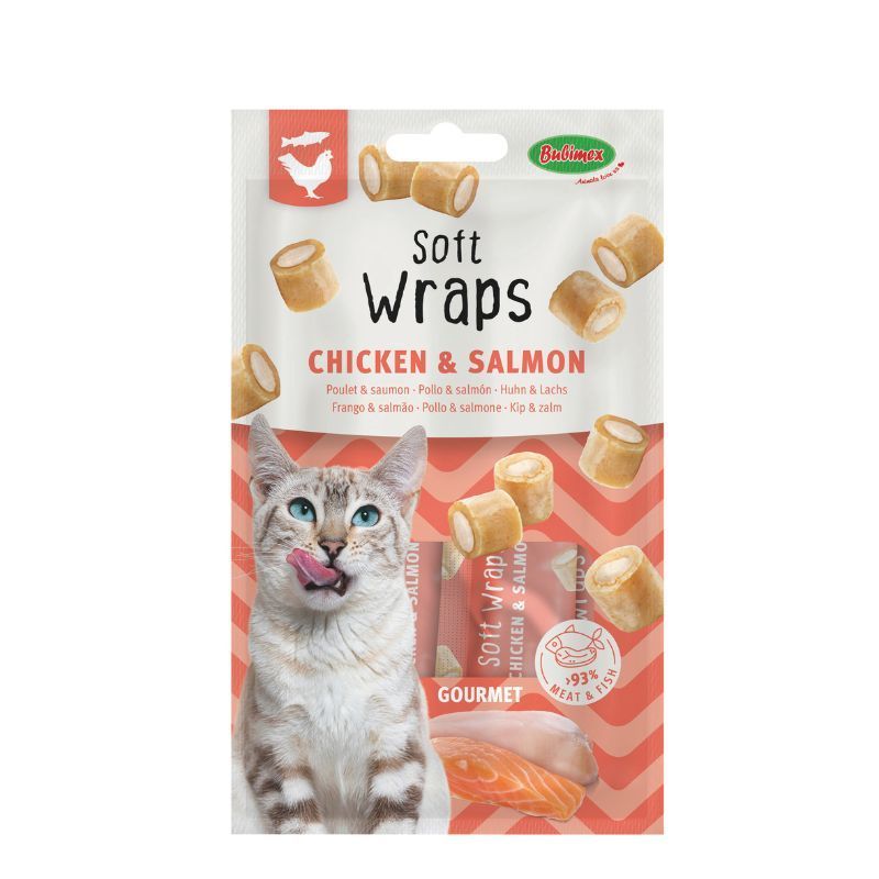 Friandises pour chat Soft Wraps poulet et saumon - 3 x 10 g - Bubimex