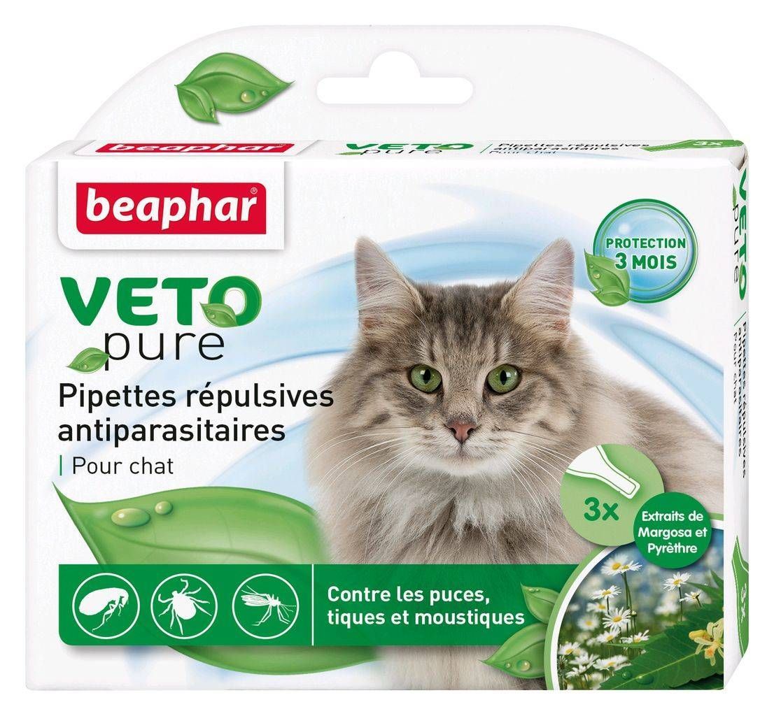 BEAPHAR - Vétonature Pipettes répulsives antiparasitaires chat