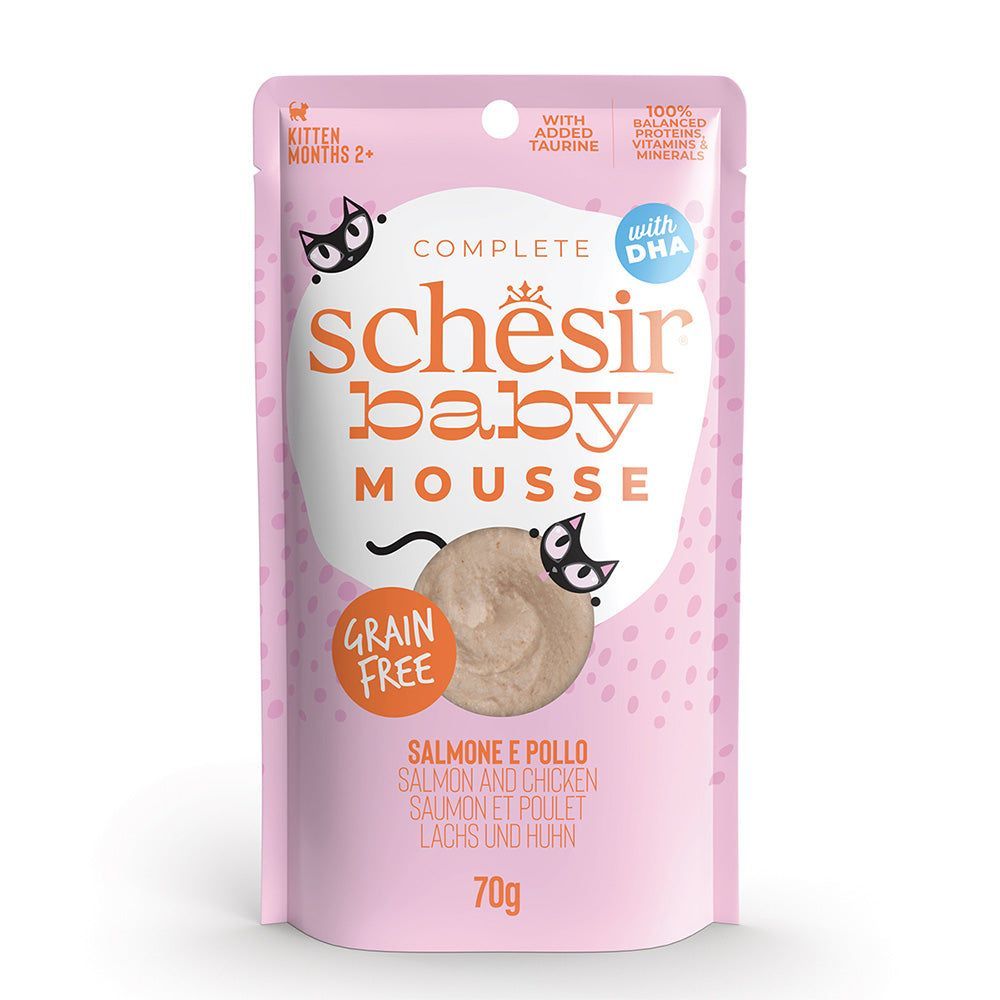 Sachet Schesir Baby mousse au saumon et au poulet pour chaton, 70 g