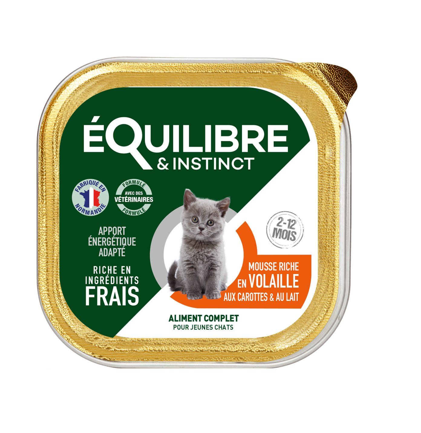 Mousses riches en volaille & aux carottes pour chaton 85 g – Équilibre & Instinct