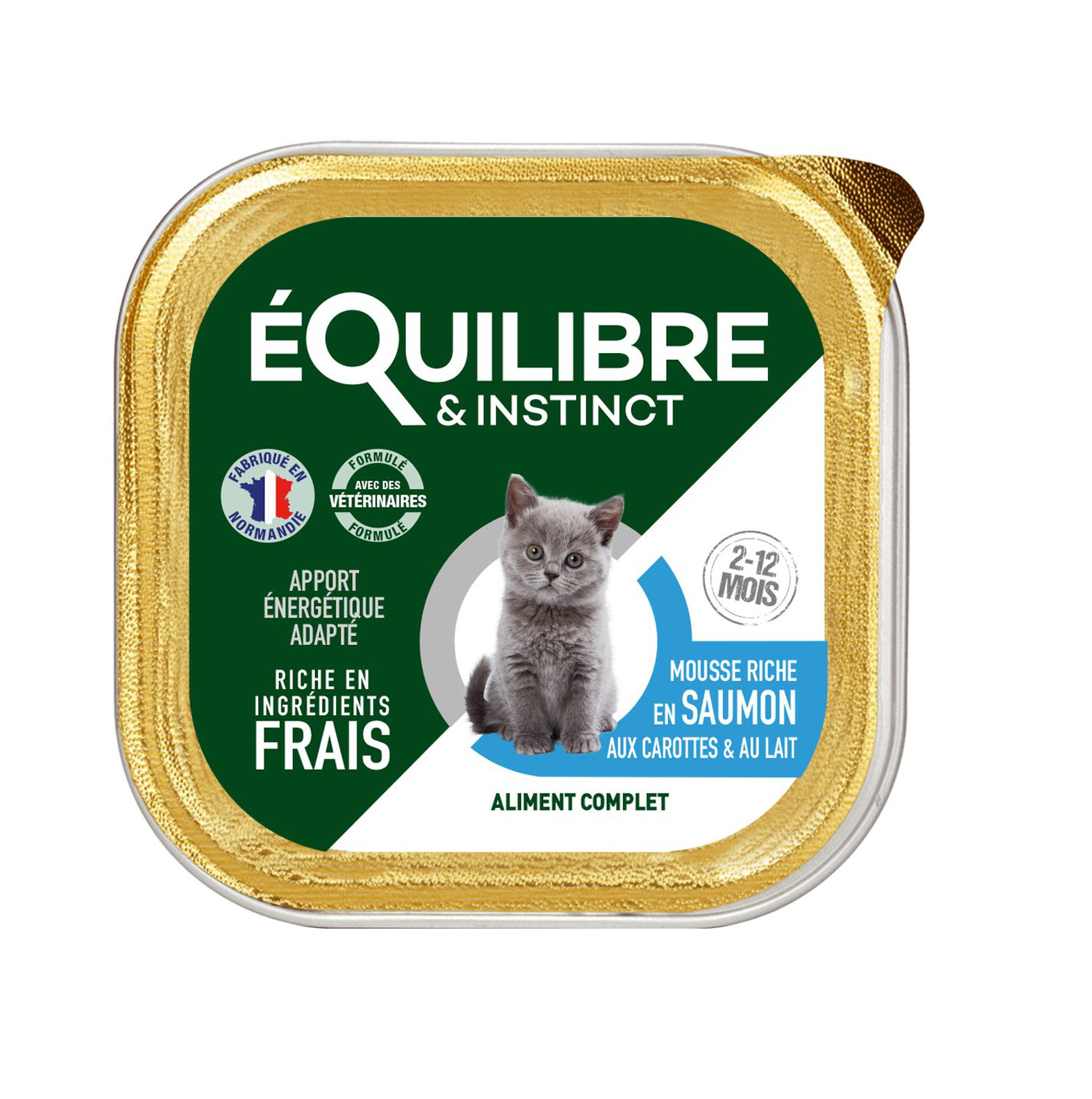 Mousses riches en saumon & aux carottes pour chaton 85 g – Équilibre & Instinct
