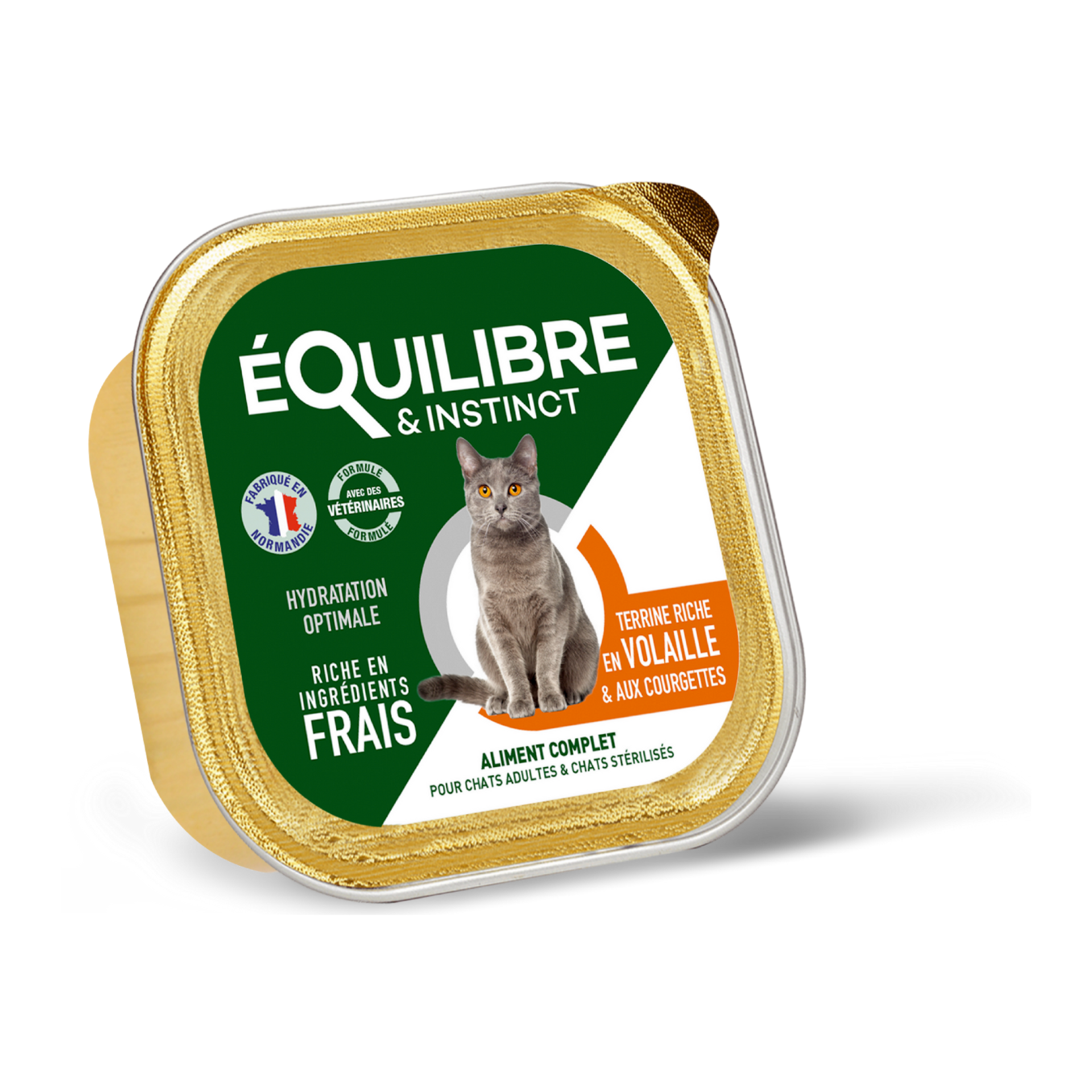Pâtées riches en volaille & aux courgettes pour chat stérilisé et chat adulte 85 g – Équilibre & Instinct
