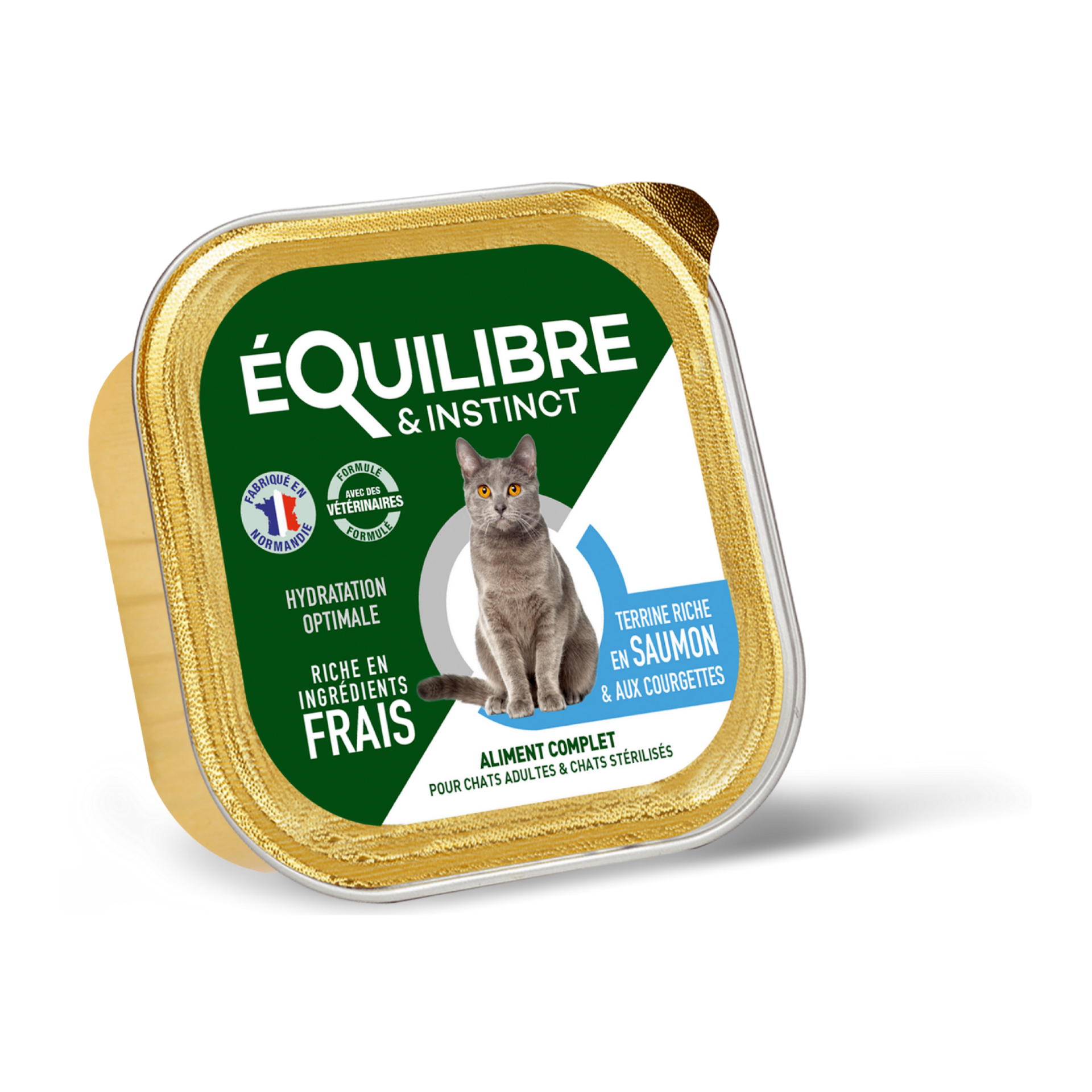 Pâtées riches en saumon & aux courgettes pour chat stérilisé et chat adulte 85 g – Équilibre & Instinct