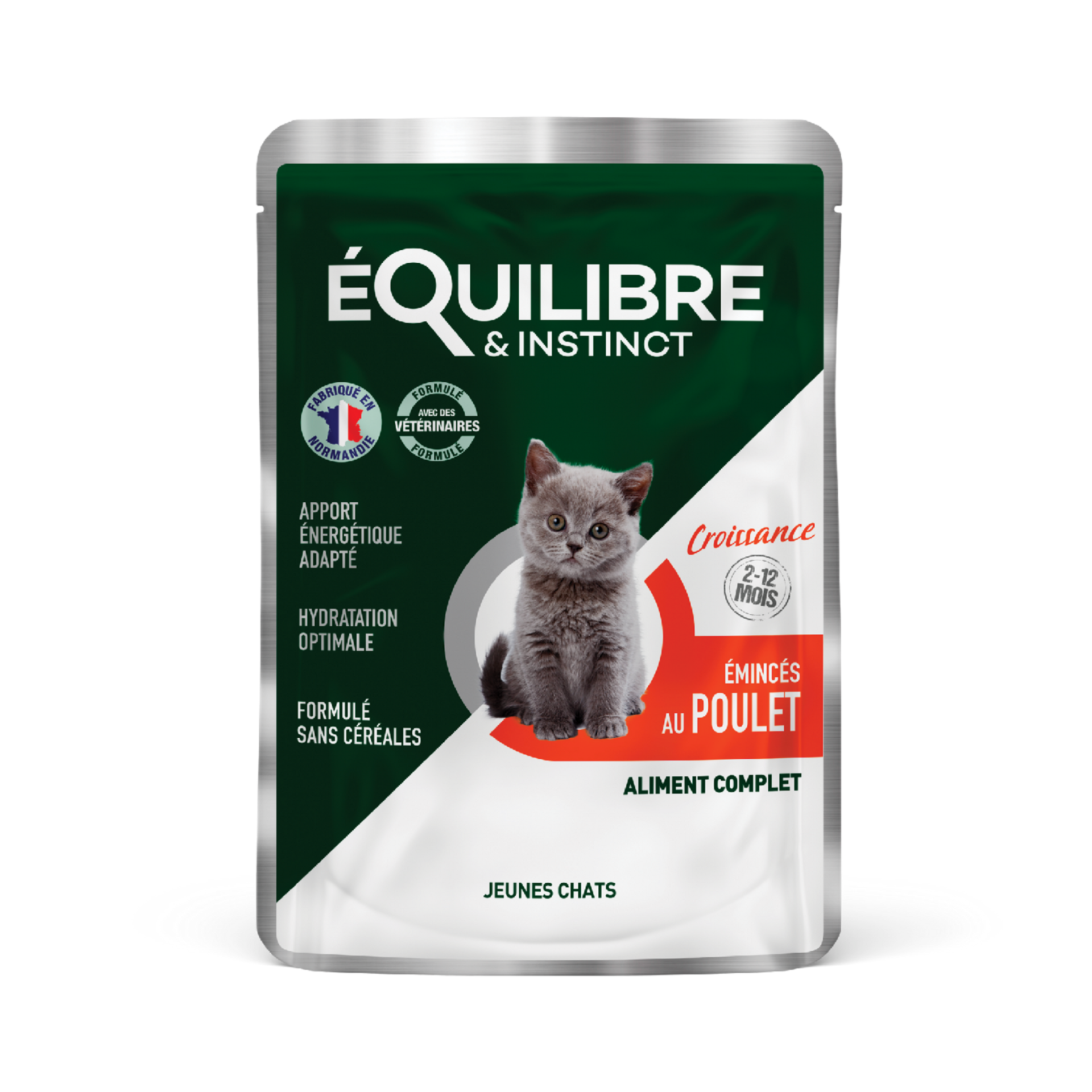 Émincés au poulet pour chaton 85 g – Équilibre & Instinct