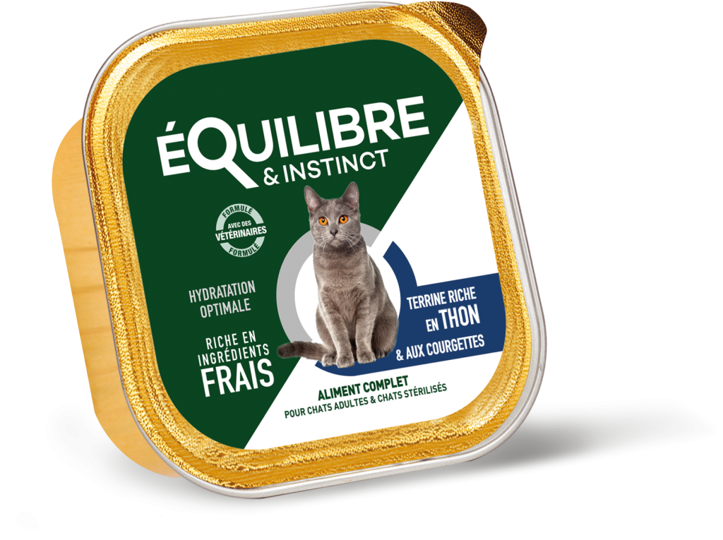 Pâtées riches en thon & aux courgettes pour chat stérilisé et chat adulte 85 g – Équilibre & Instinct