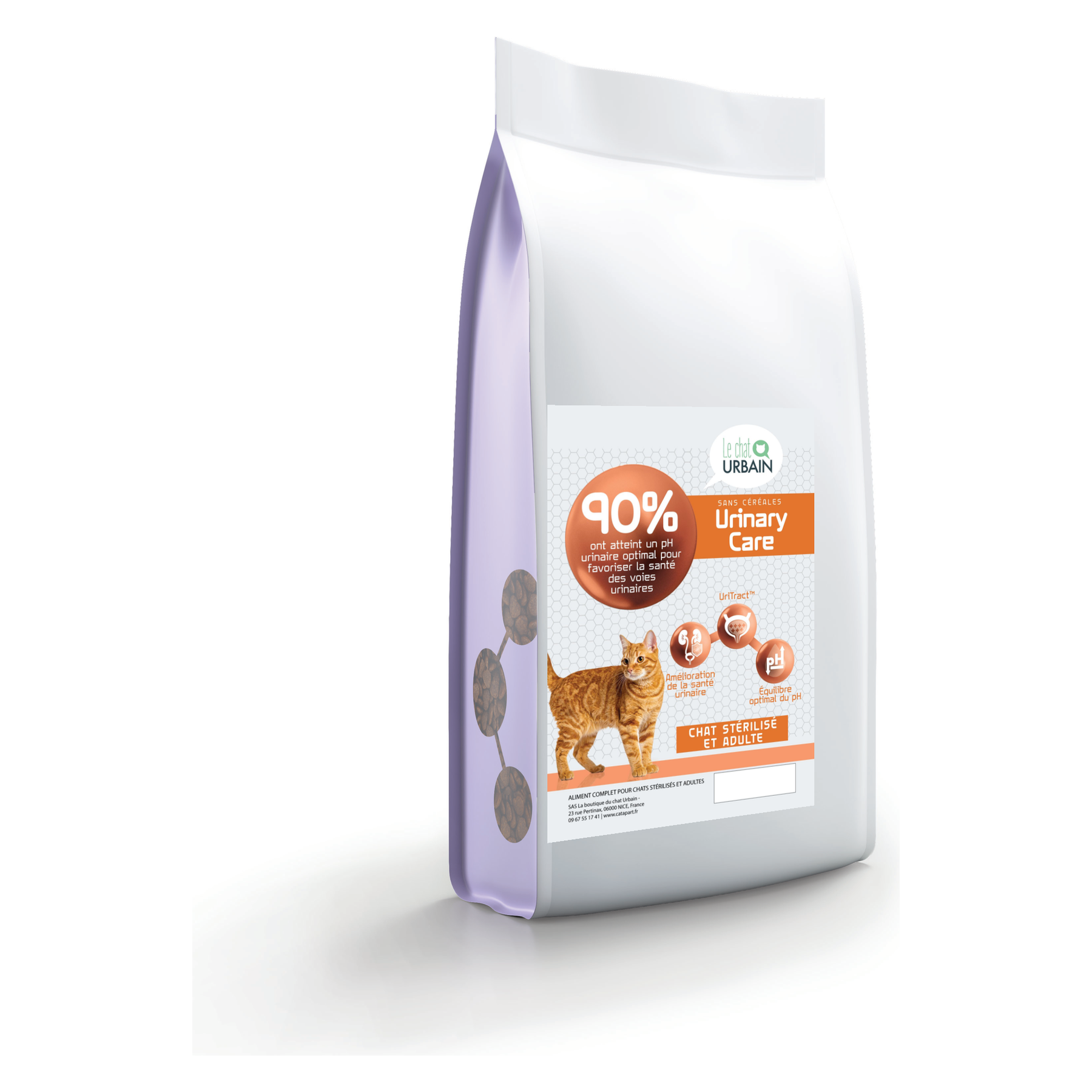 Croquettes Peptide+ urinaires pour chat stérilisé – Le Chat Urbain — 1,5 kg — sac avec étiquette avant