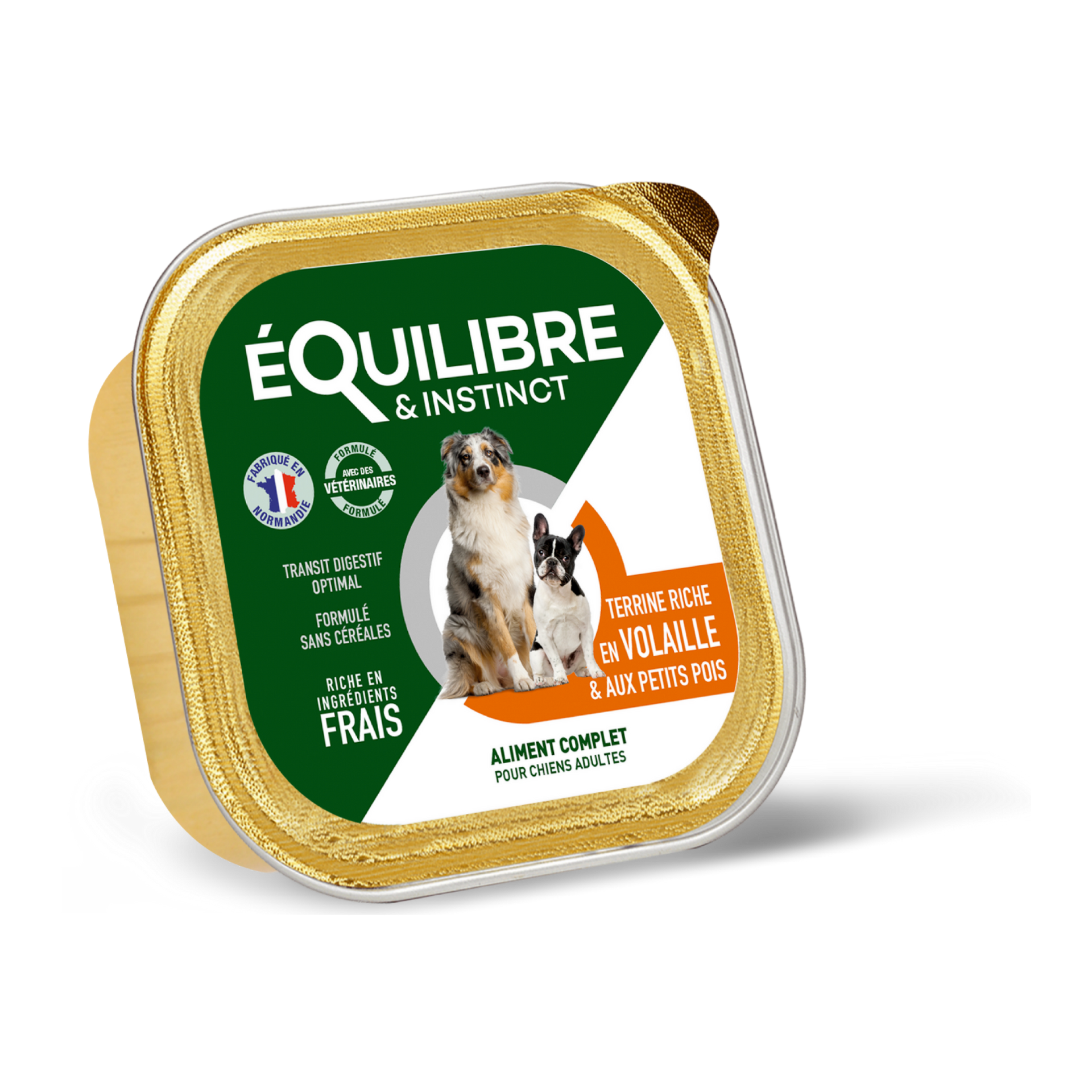 Pâtées riches en volaille & aux petits pois pour chien adulte 300 g – Équilibre & Instinct
