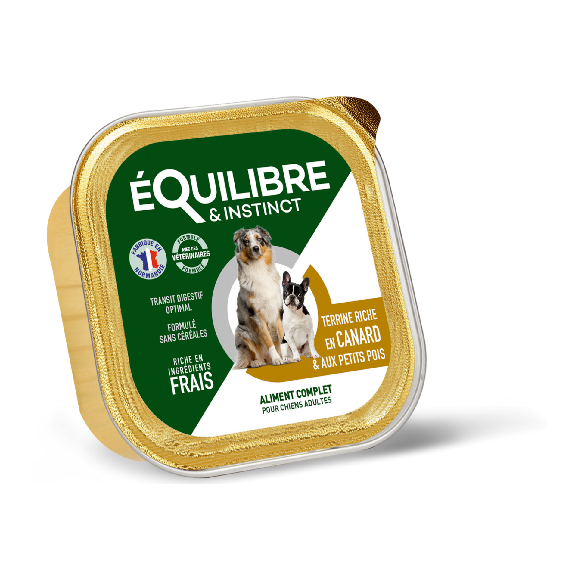 Pâtées riches en canard & aux petits pois pour chien adulte 300 g – Équilibre & Instinct