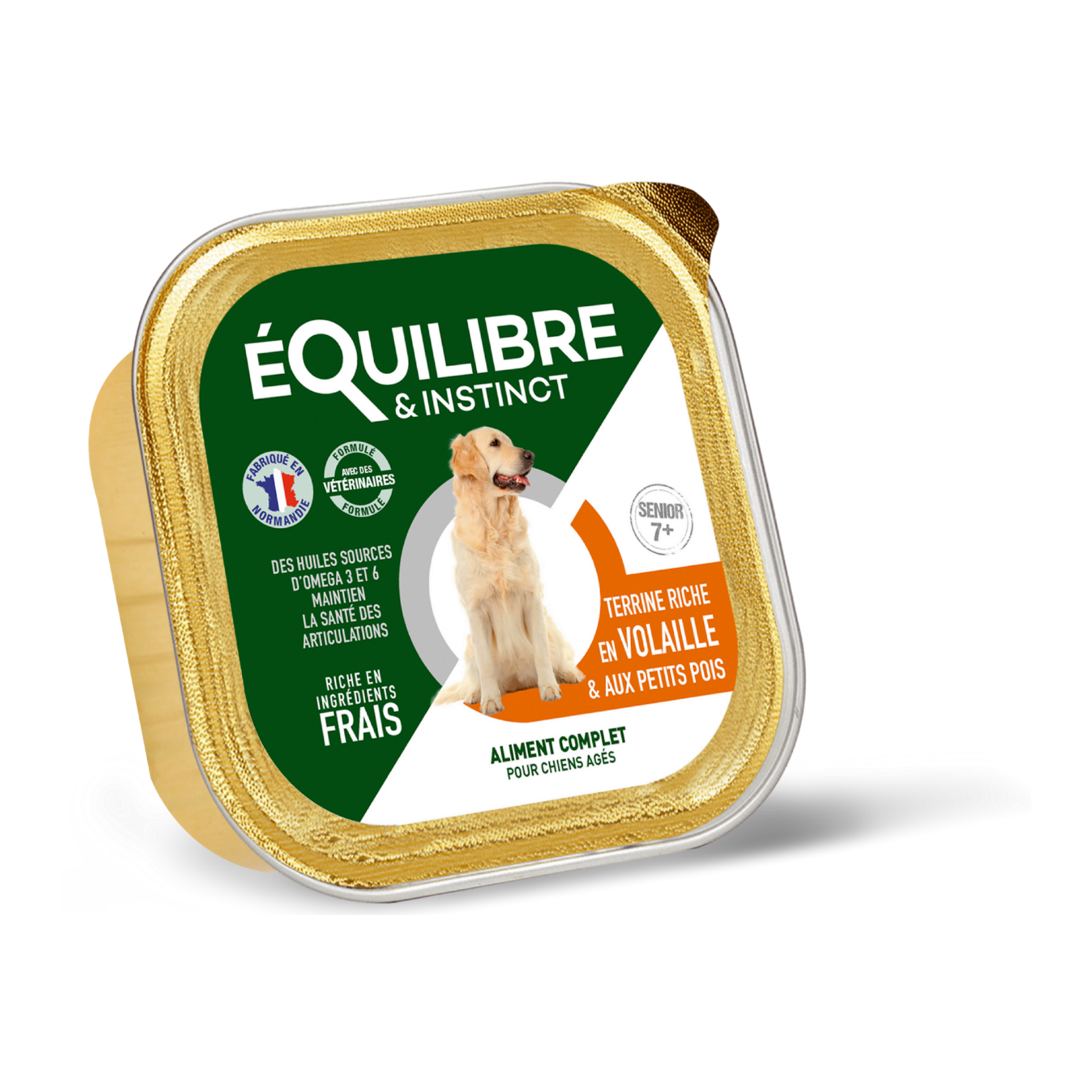 Pâtées riches en volaille & aux petits pois pour chien âgé 300 g – Équilibre & Instinct